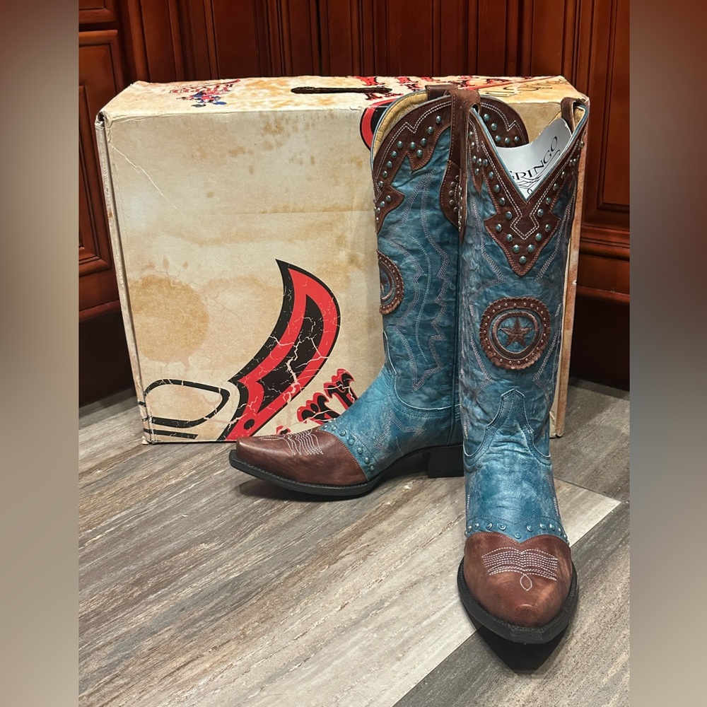 Yippee Ki Yay Old Gringo Grafton Turquoise Star Stud Rodeo Wedding Cowboy Boots - Picture 6 of 9